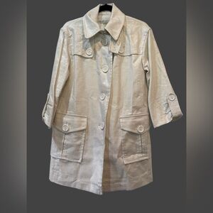 Linen Scandi Girl Luxury Oversized Flowy Unique Metallic Thread Trench Coat 8